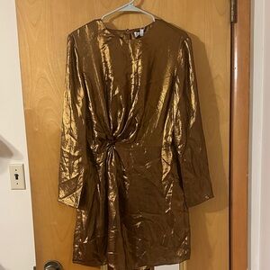 & Other Stories Gold Long Sleeve Dress
